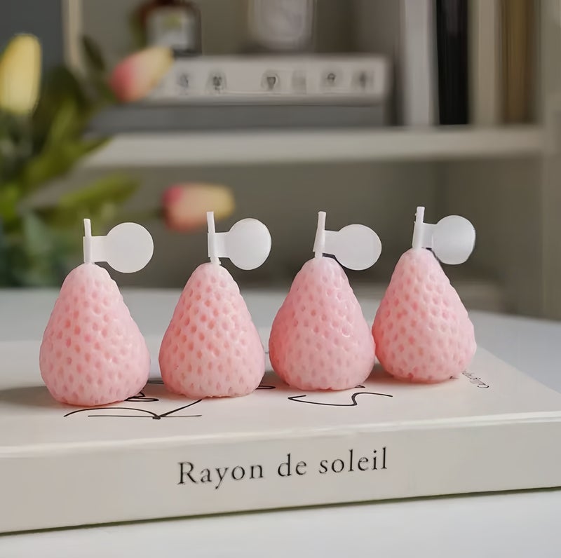 Light Pink Strawberry Scented Candles, 4-Pack Set - Image 1